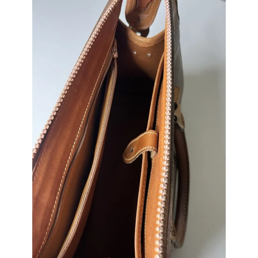 Vintage Dooney & Bourke All-Weather Leather Pebbled Satchel in Taupe and Brown